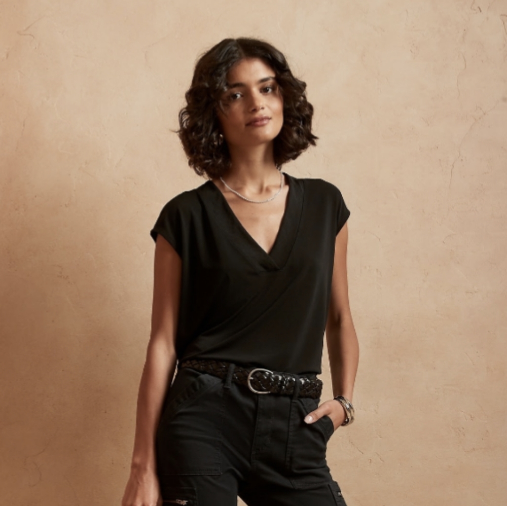 Banana Republic V-Neck Blouse - Black